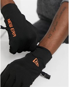 Черно оранжевые перчатки для сенсорного экрана New era
