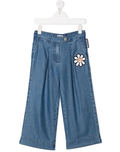 Широкие брюки с цветочной вышивкой Moschino kids