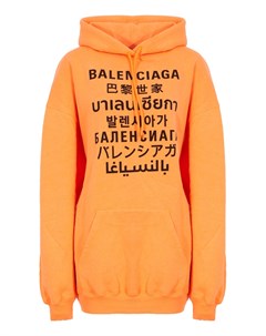 Оранжевое худи с надписями Languages Balenciaga
