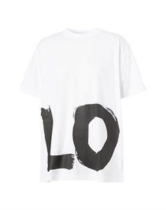 Белая футболка оверсайз с черной надписью Love Burberry
