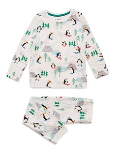 Хлопковая пижама с принтом Пингвины лыжники Marks & spencer