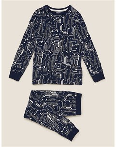 Хлопковая пижама с узором Электрические схемы Marks & spencer