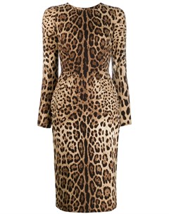 Облегающее платье с леопардовым принтом Dolce&gabbana