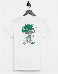 Белая футболка с короткими рукавами и графическим принтом на спине Nike