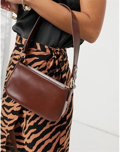 Кожаная сумка на плечо шоколадно коричневого цвета в стиле 90 х Asos design