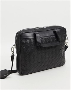 Черный кожаный портфель с плетеным узором Asos design