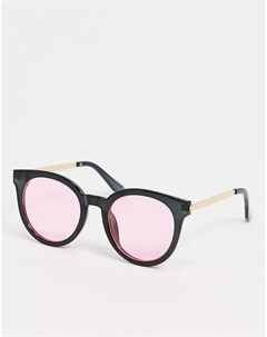 Круглые солнцезащитные очки черного цвета с розовыми стеклами Aj morgan