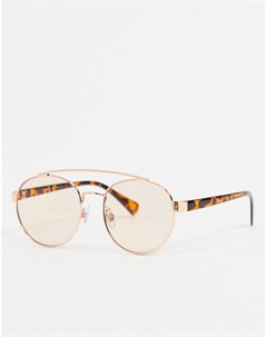 Золотистые солнцезащитные очки авиаторы в черепаховой оправе Aj morgan