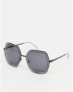 Черные солнцезащитные очки в форме шестиугольника с блестками Aj morgan