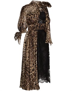 Платье миди с кружевом и леопардовым принтом Dolce&gabbana