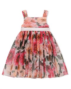 Платье мини с цветочным принтом и складками Dolce & gabbana kids