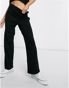 Черные широкие вязаные брюки New look