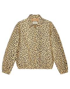 Жаккардовая куртка с леопардовым узором Gucci