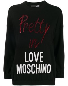 Пуловер со стразами и логотипом Love moschino
