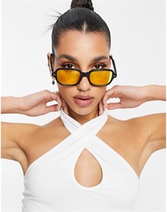 Квадратные солнцезащитные очки черного цвета с желтыми стеклами Asos design