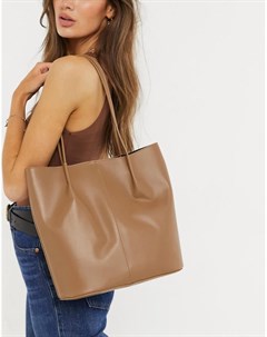 Светло коричневая сумка шопер с узкими ремешками Asos design