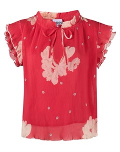 Плиссированная блузка с цветочным принтом Ganni
