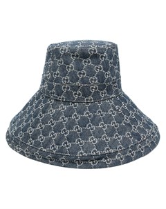 Джинсовая шляпа с широкими полями и узором GG Supreme Gucci