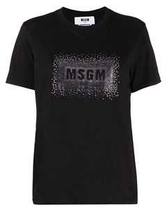 Футболка с логотипом и стразами Msgm