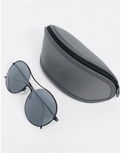 Черные солнцезащитные очки авиаторы Emporio armani