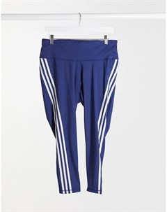 Сине белые леггинсы длиной 7 8 с 3 полосками Believe This Adidas