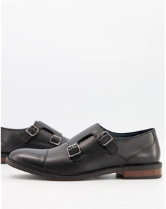 Черные кожаные туфли с пряжками Moss London Moss bros
