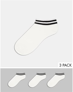 Набор из 3 пар белых носков до щиколотки с черными полосками French connection
