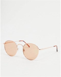 Круглые солнцезащитные очки золотистого цвета с розовыми стеклами Aj morgan