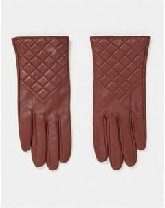 Стеганые кожаные перчатки коньячного цвета Paul costelloe