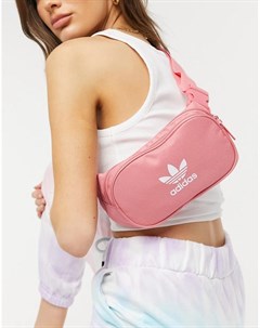 Дымчато розовая сумка кошелек на пояс с логотипом Adidas originals