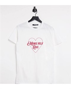 Белая футболка с надписью More Self Love Missguided
