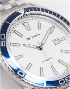 Серебристые часы браслет в синем футляре Sekonda