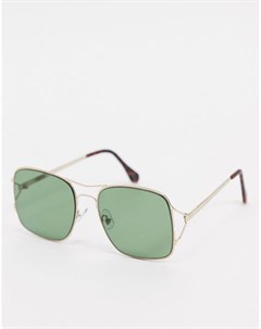 Большие квадратные солнцезащитные очки авиаторы с зелеными линзами Liars & lovers