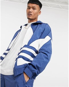 Синяя куртка с большим принтом логотипа Adidas originals