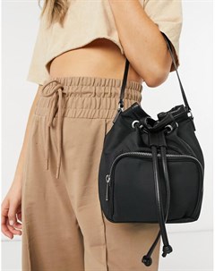 Черная сумка мешок из нейлона с карманом спереди Asos design