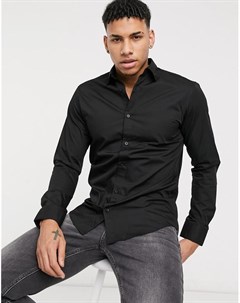 Черная приталенная строгая рубашка Essentials Jack & jones