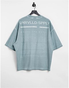 Светло голубая выбеленная футболка в стиле oversized ASOS Unrvlld Spply Asos unrvlld supply