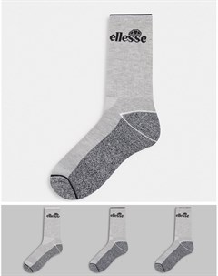 Набор из 3 пар спортивных носков черного и серого цвета Ellesse
