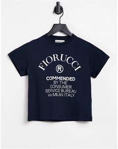 Темно синяя укороченная футболка с логотипом Commended Fiorucci