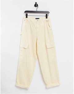 Желтовато бежевые форменные брюки с карманами в стиле милитари Asos design