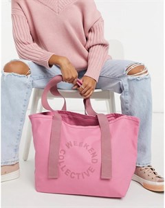 Парусиновая сумка тоут розового цвета Asos weekend collective