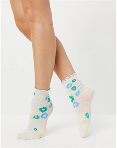 Носки с оборками и цветочным принтом Asos design