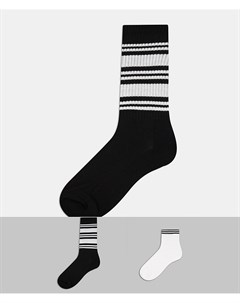 Набор из 2 пар носков в рубчик с полосками Asos design