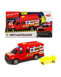 Машинка скорой помощи с носилками 18 см свет звук 3713013 Dickie toys