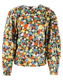 Блузка с пышными рукавами и цветочным принтом Ganni