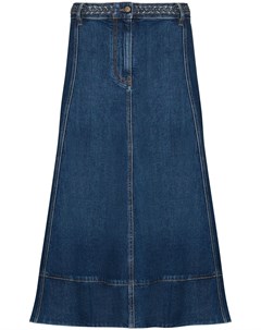 Джинсовая юбка миди с плетеным поясом Valentino
