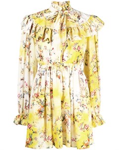 Платье с оборками и цветочным принтом Msgm