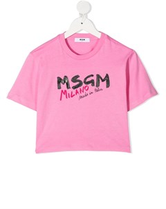 Укороченная футболка с логотипом Msgm kids
