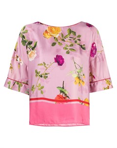 Блузка с цветочным принтом и круглым вырезом Semicouture