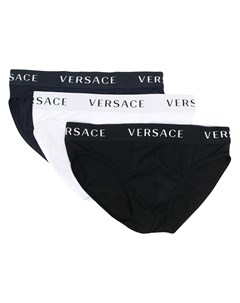 Комплект из трех трусов брифов с логотипом Versace